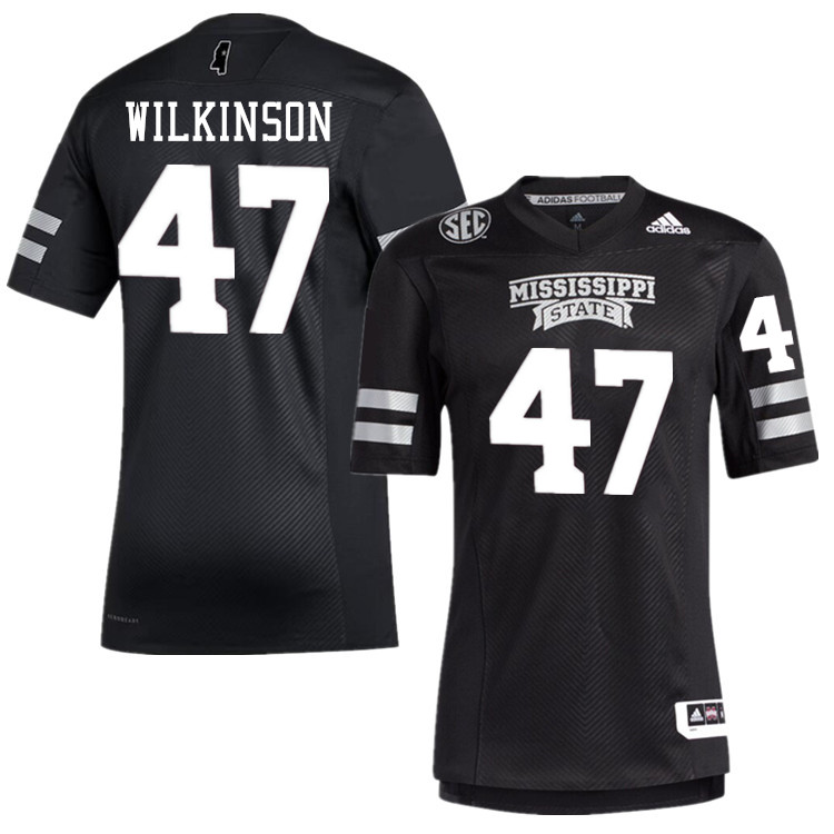 Men #47 William Wilkinson Mississippi State Bulldogs College Football Jerseys Stitched-Black